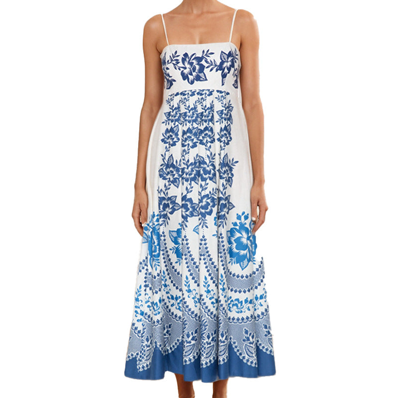 Elegant High-Waist Floral Print Sundress