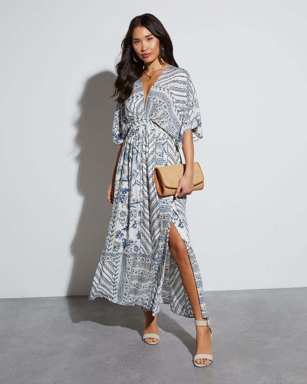 Summer Floral Print V-Neck Sleeveless Maxi Dress