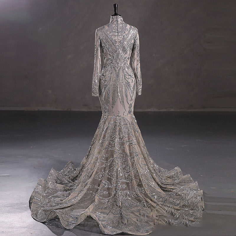 Luxury Long Sleeve High Waist Evening Dress/Wedding Dresses