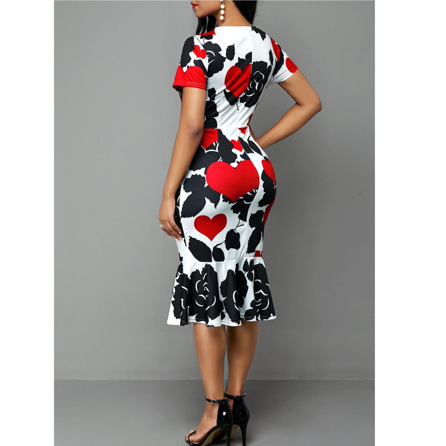 Sexy Round Neck Floral Print Sheath Dresses-Dresses-Free Shipping at meselling99