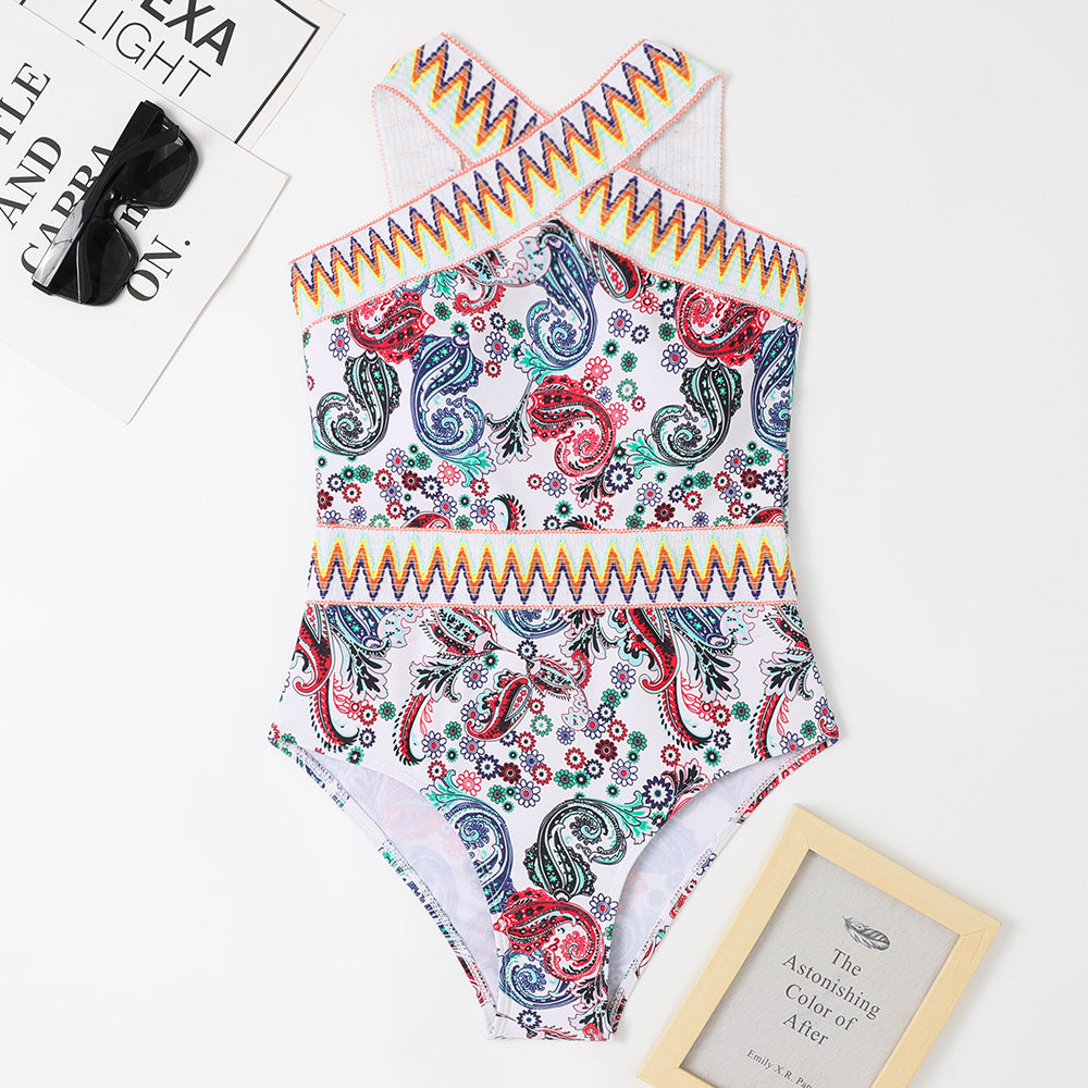 Boho Halter One Piece Women Swimwear