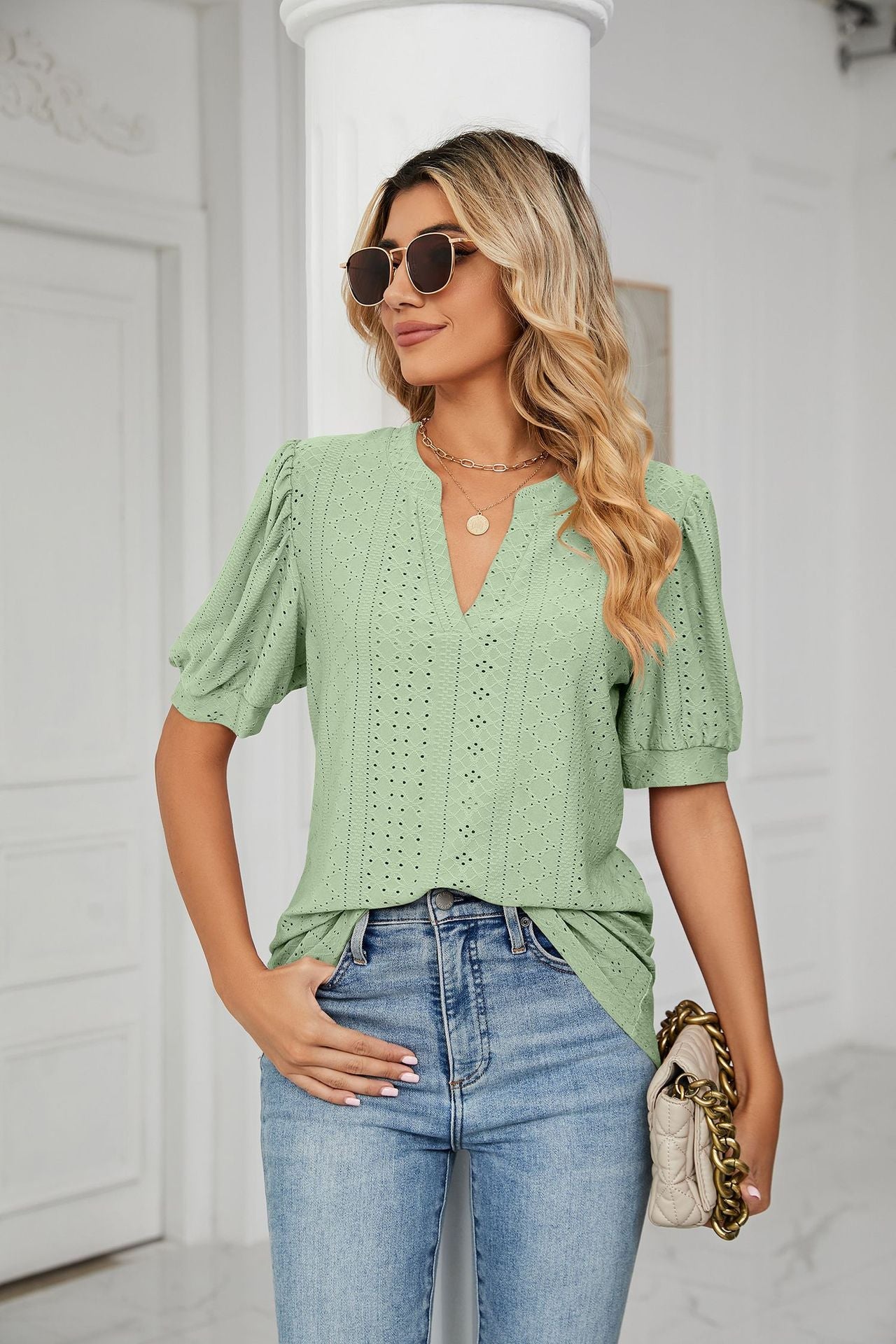 Summer Casual V Neck T Shirts for Women