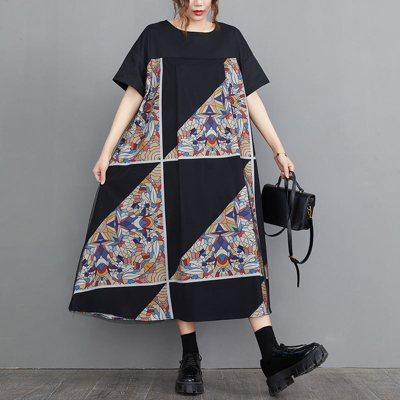Vintage Geometry Designed Women Long Cozy Dresses-Dresses-Black-One Size-Free Shipping at meselling99