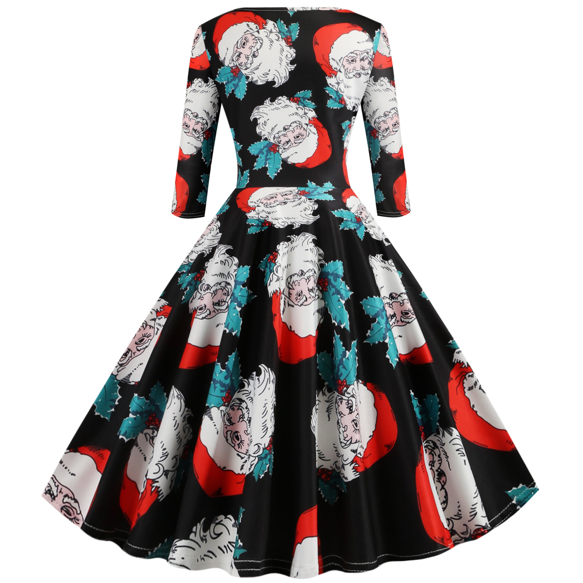 Christmas Floral A-Line Swing Dress