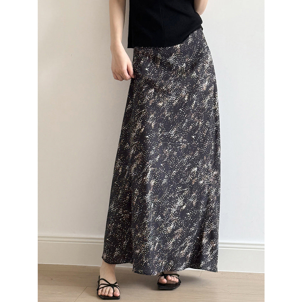 Women's Star Print Long Maxi Skirt-Black Star-M-Free Shipping Leatheretro