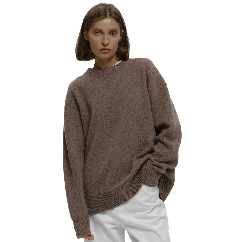 Classic Relaxed-Fit Dark Crewneck Sweater