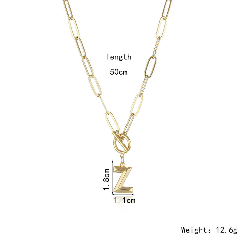 Bridesmaid Gifts Alphabet Necklace Golden Hip-hop Necklace  26 Letter Pendant Necklaces