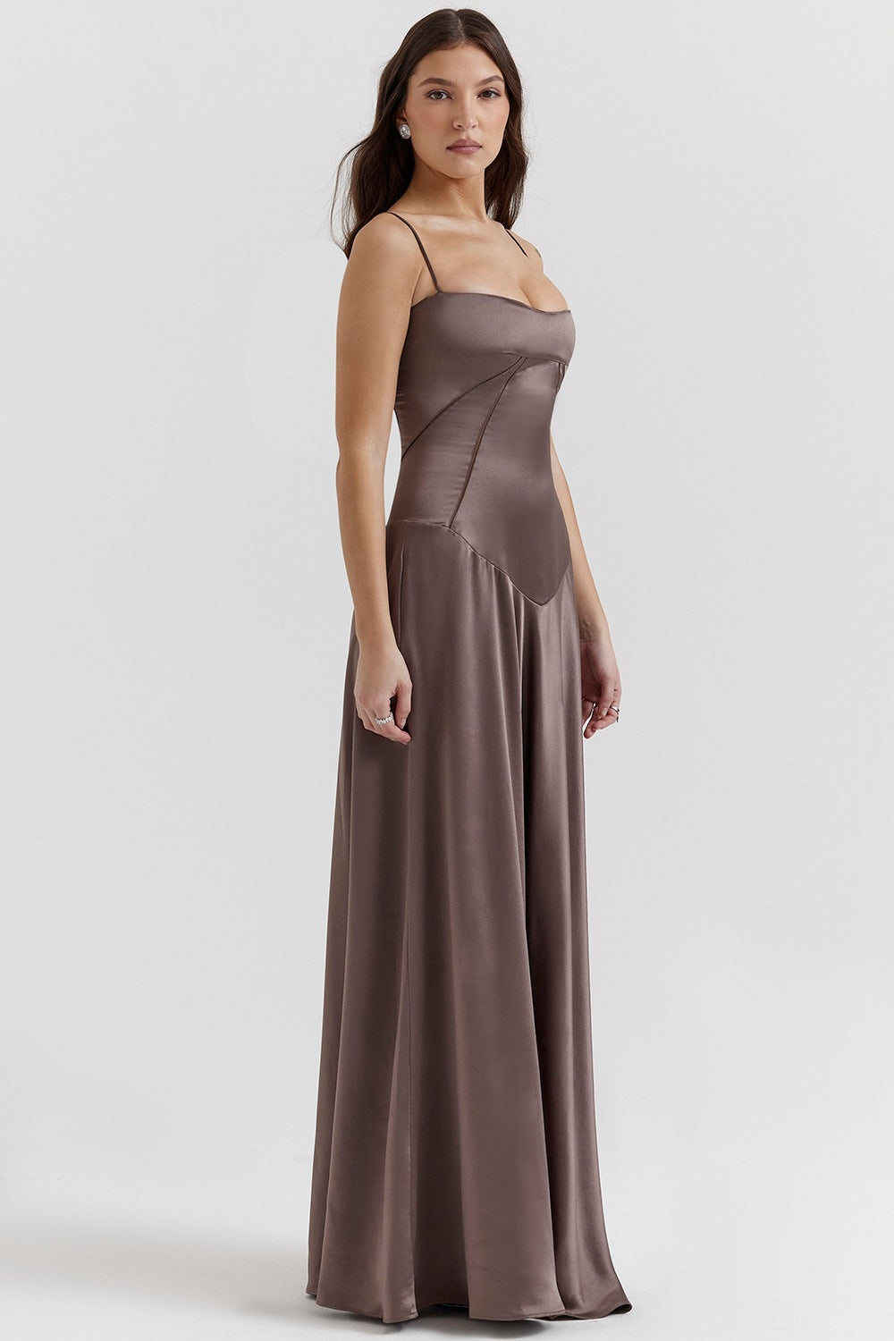 Elegant Long Satin Slip Dress with Low Back