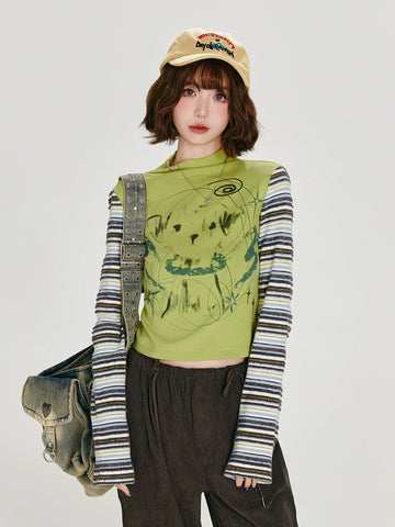 Girlyhalo Vintage Long Sleeve T-Shirt for Women
