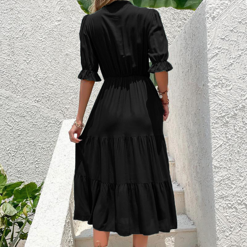 Summer Women's Dress with Bow Tie Belt
