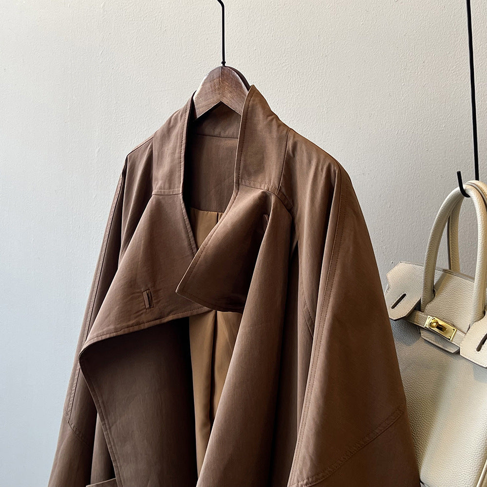Retro Notch Lapel Single-Button Mid-Length Coat