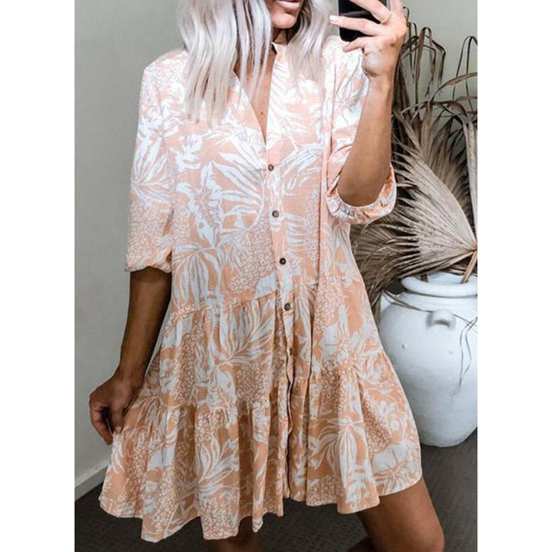 Fleur Satin Paisley Button Down Shirt Dress