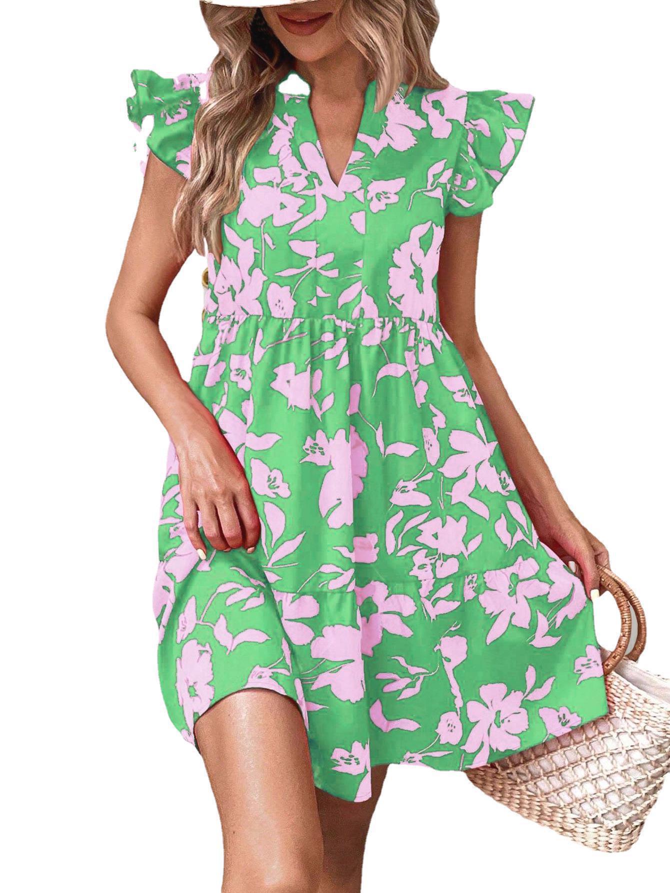 Casual Summer V Neck Short Dresses