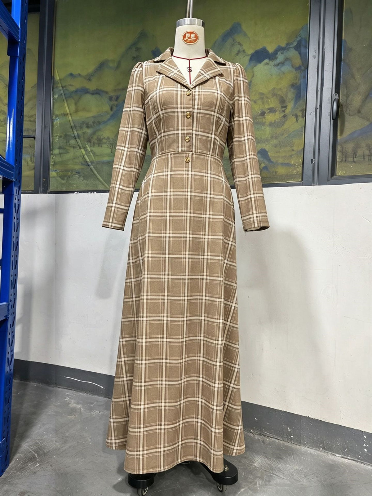 Women's Autumn & Winter Elegant French Plaid Button-Front Blazer Dress