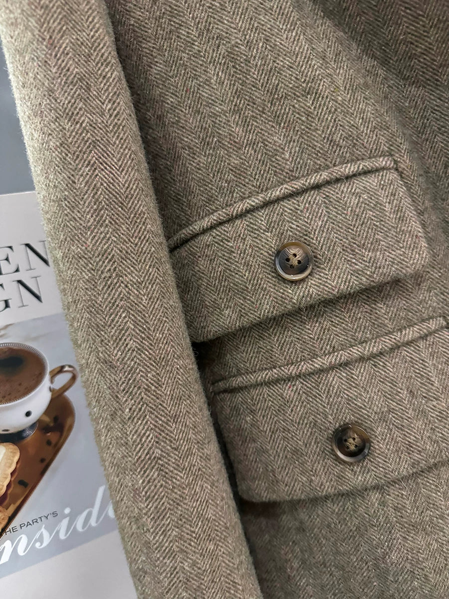 The Light Camel Herringbone Oversized Blazer