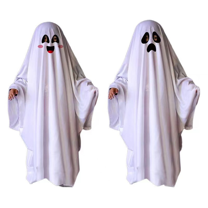 Cross Halloween horror dress up cos party white costume masquerade party children adult ghost cape cape