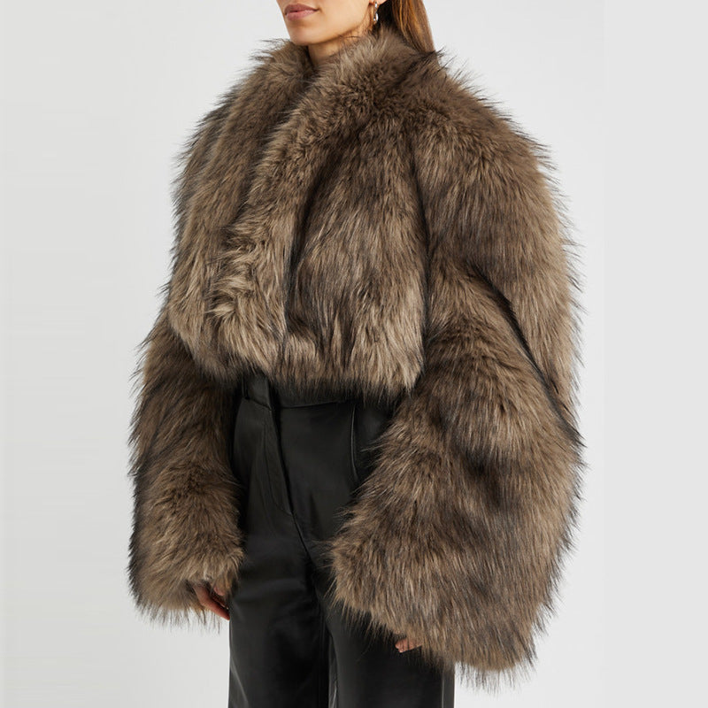 Retro Faux Mink Fur Short Coat Women’s – Reversible Plush Jacket