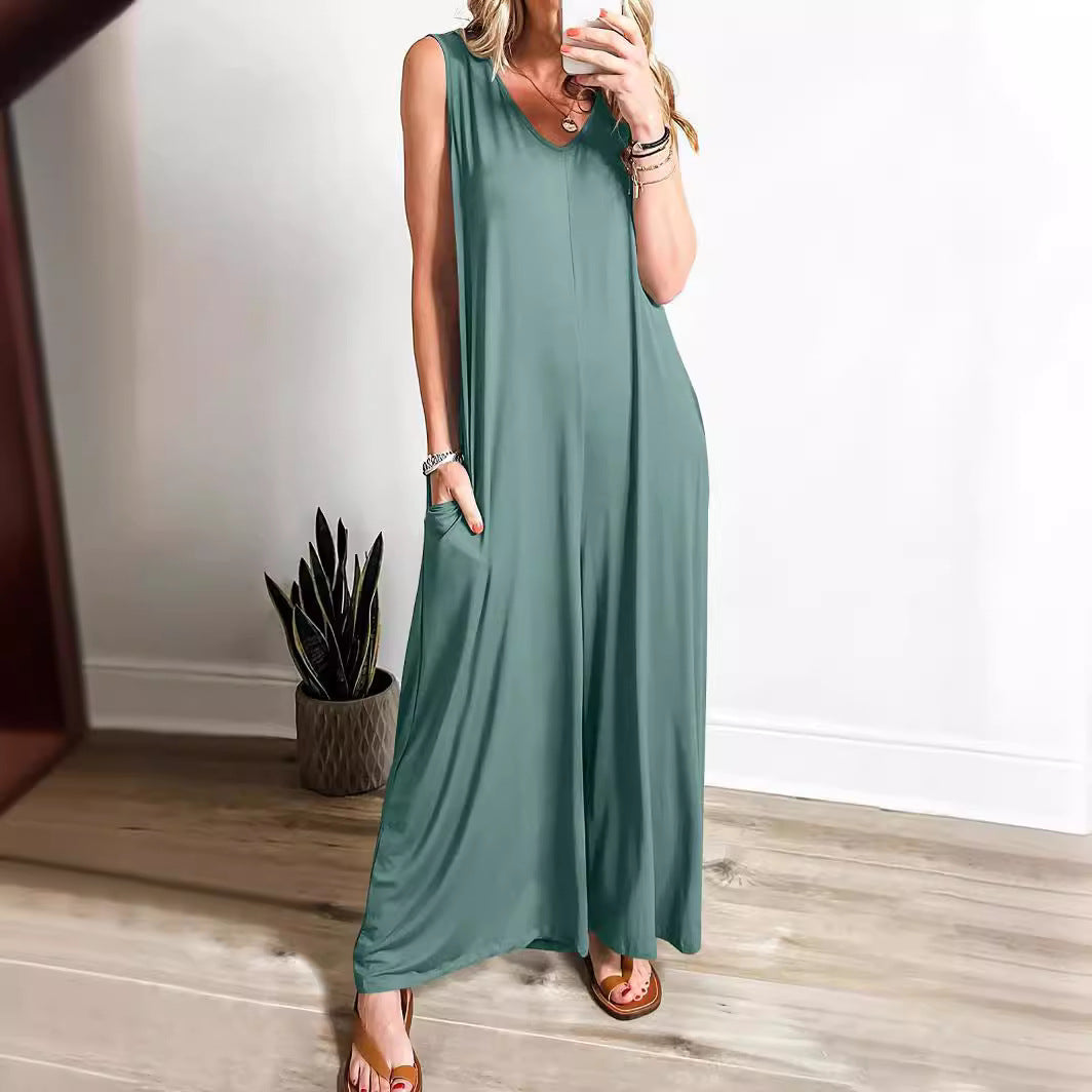 Women's Summer Casual Jumpsuit - Lightweight Pocket Romper