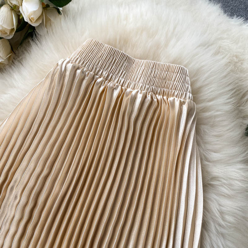 Luxury Heavy-Duty Pleated Midi A-Line Skirt