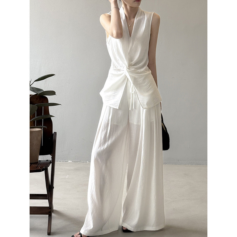 Designer Twist Knot Sleeveless Blouse Set for Women