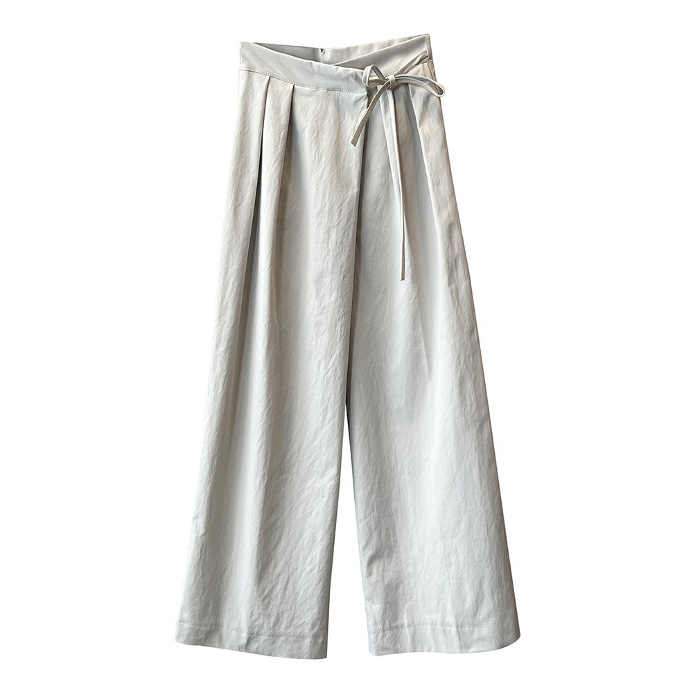 Designer Asymmetric Wrap-Waist Wide Leg Pants