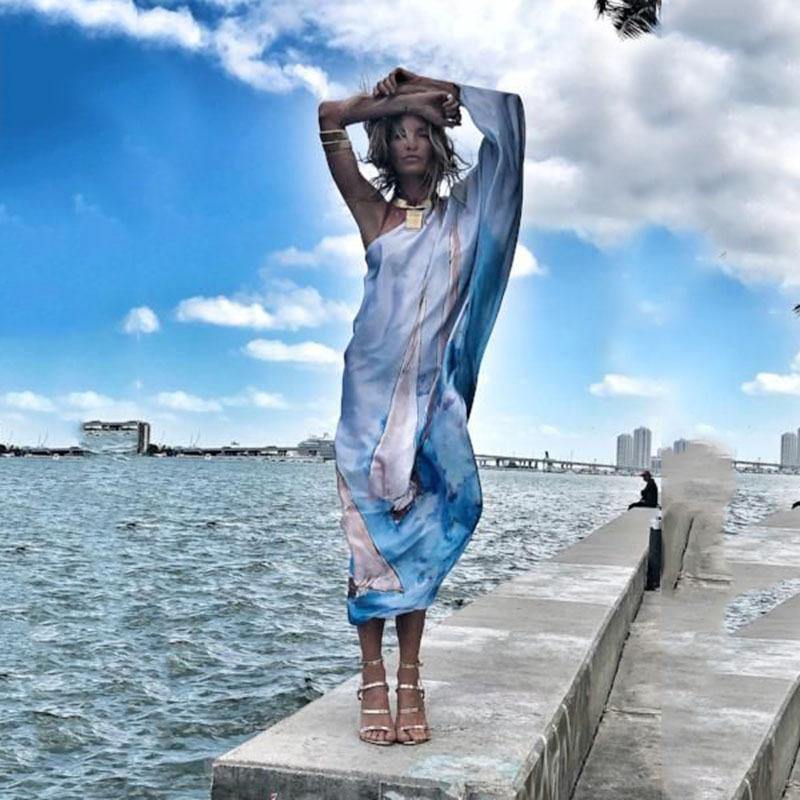 Women Summer One Shoudler Long Dresses-STYLEGOING