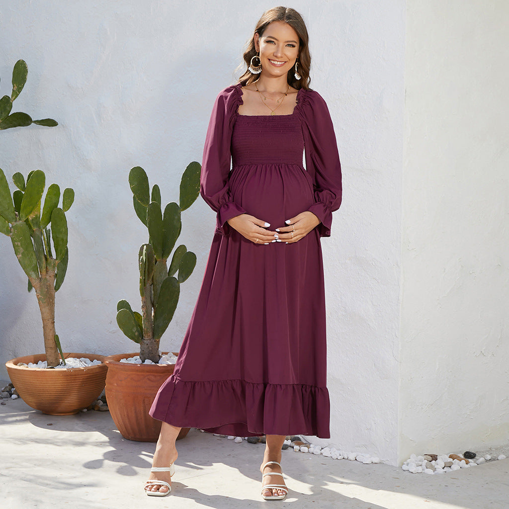 Maternity Dress with Chiffon Flared Sleeve