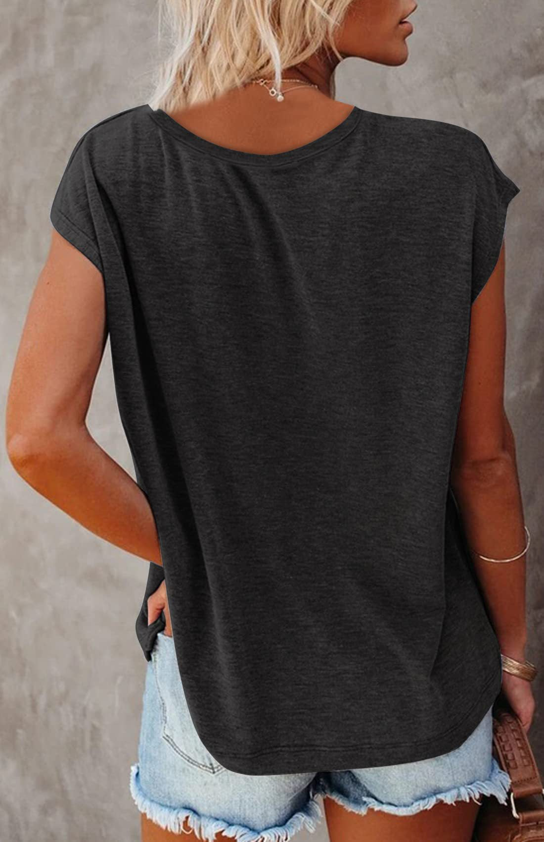 Women's Summer Sleeveless V-Neck Casual Loose Fit T-Shirt