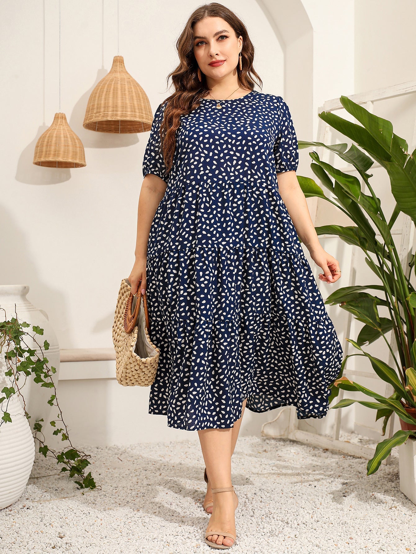 Women Short Sleeves Plus Sizes Dresses-Dresses-Free Shipping at meselling99