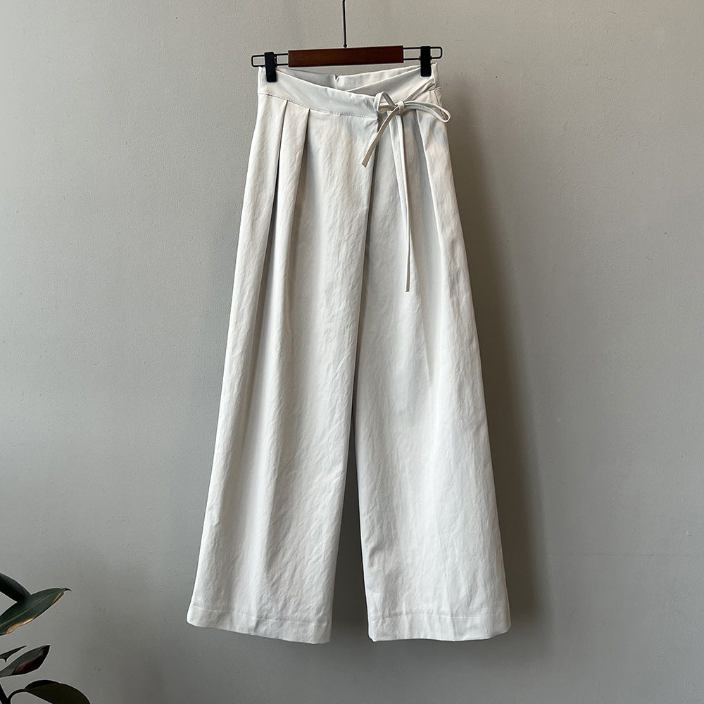 Designer Asymmetric Wrap-Waist Wide Leg Pants