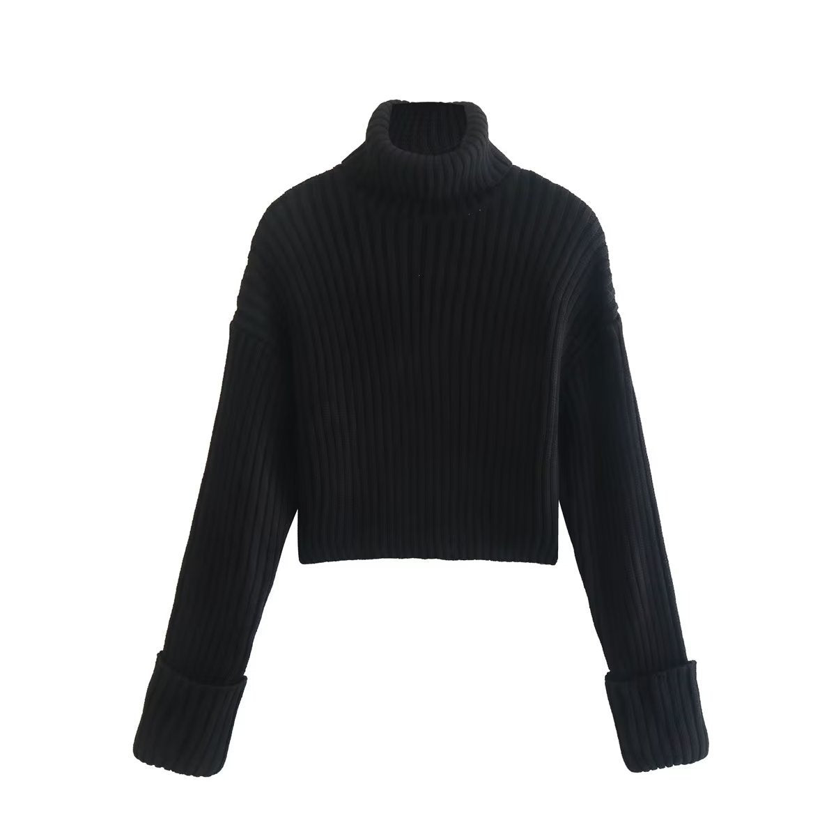 Casual High Neck Trumpet Sleeves Pullover Sweaters