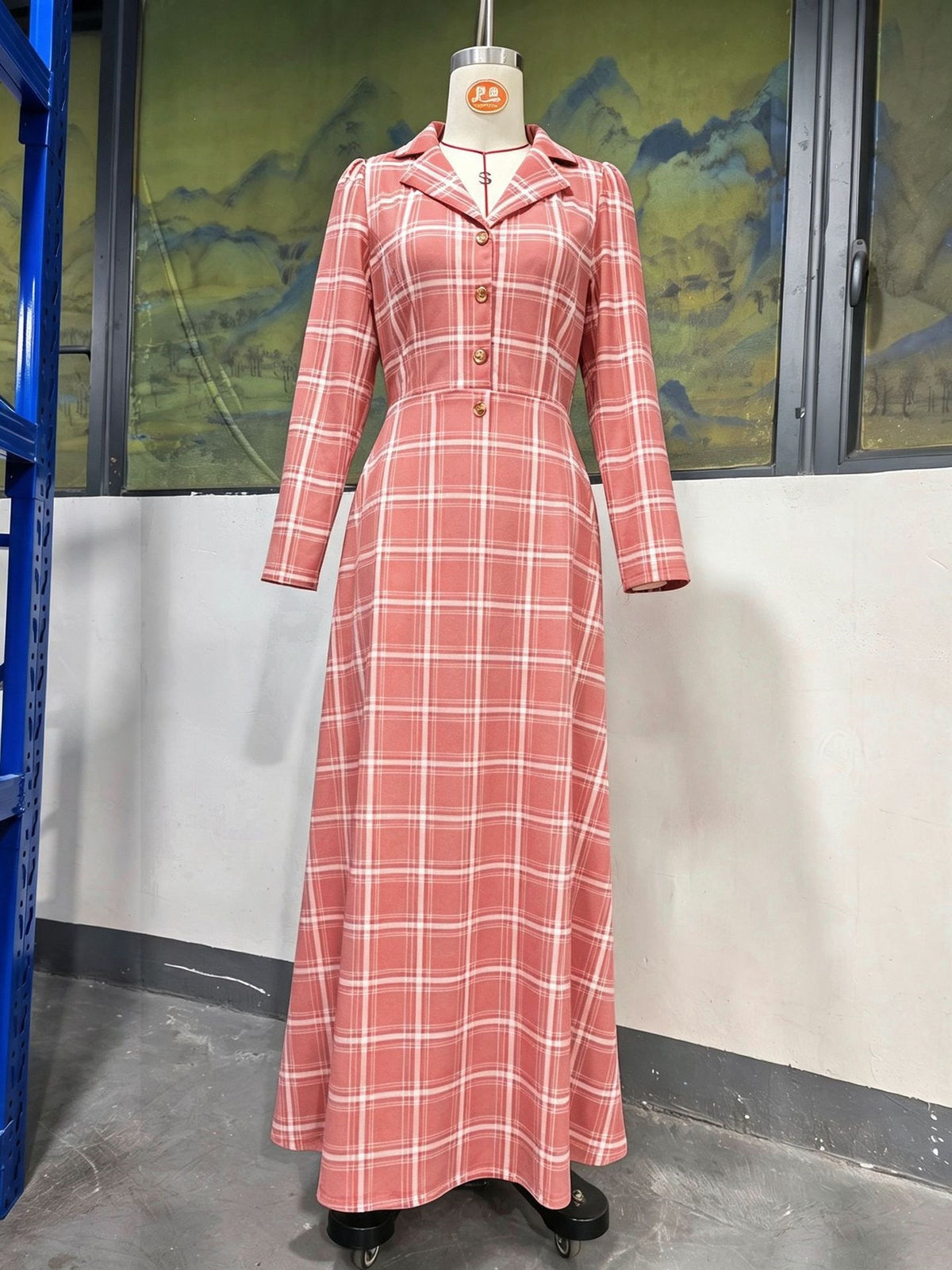 Women's Autumn & Winter Elegant French Plaid Button-Front Blazer Dress