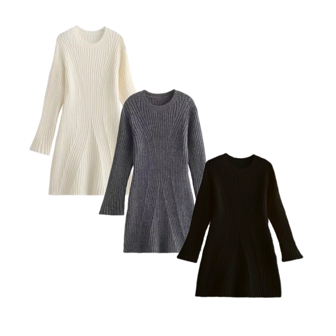 Fashion Long Sleeves Short Knitted Dresses