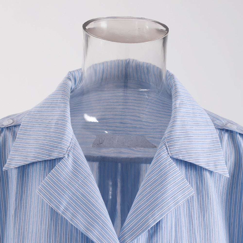 Designed Irregular Striped Long Sleeves Shirts for Women