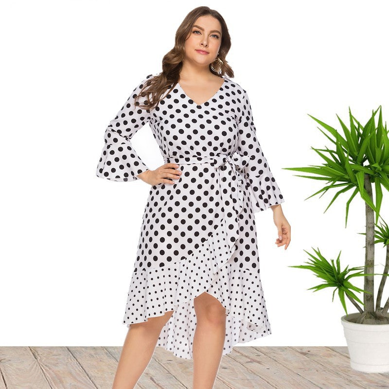 Summer Polk Dot Print Plus Sizes Dresses-Plus Size Dresses-Free Shipping at meselling99