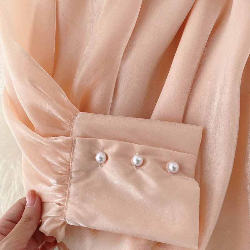 Designer Blouse with Puff Sleeves Women's Shirt, Elegant & Feminine, Soft & Chic