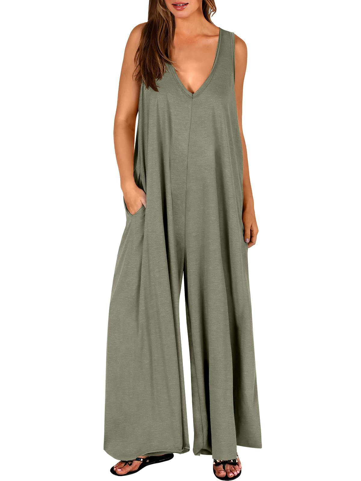 Women's Summer Casual Jumpsuit - Lightweight Pocket Romper