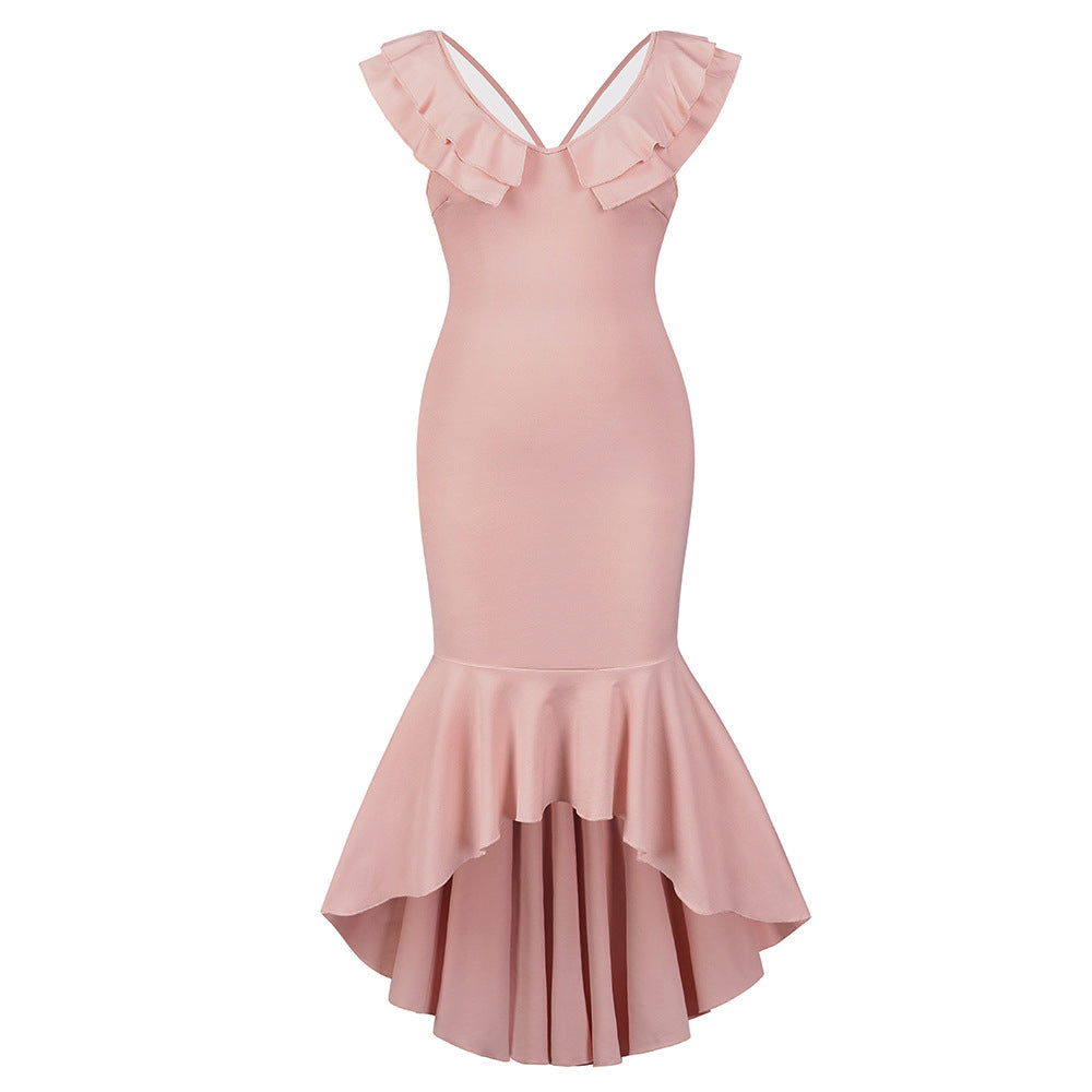 Sexy Backless Women Party Mermaid Dresses-Pink-S-Free Shipping at meselling99