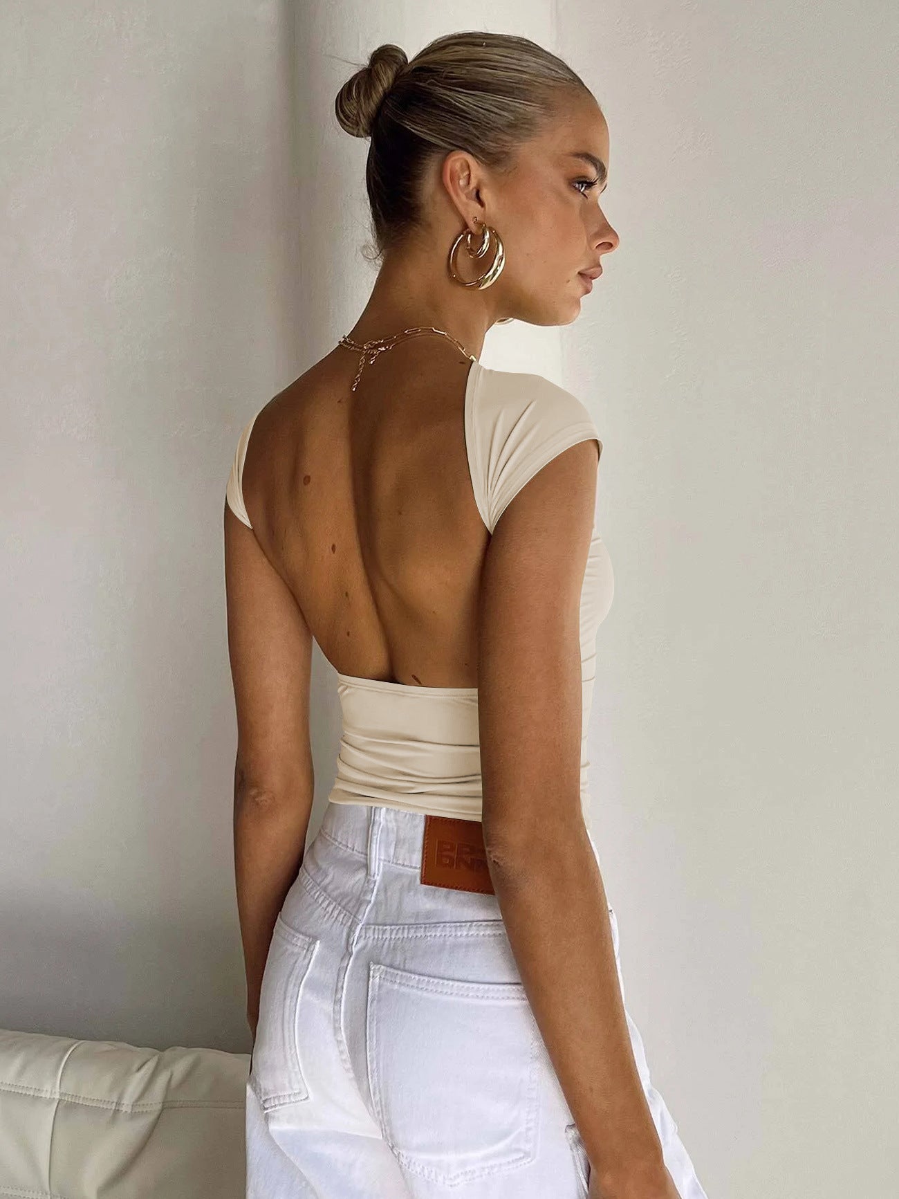 Sexy Backless Summer Short Sleeves T Shirts