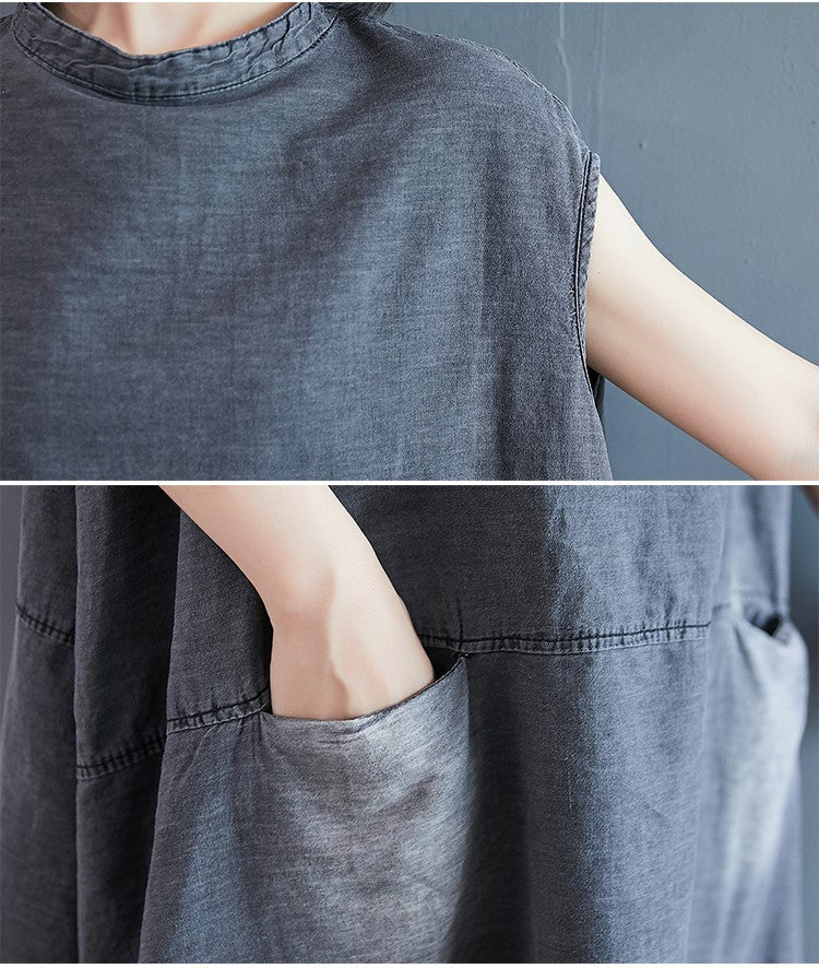 Summer Plus Sizes Women A Line Denim Dresses-Dresses-Free Shipping at meselling99