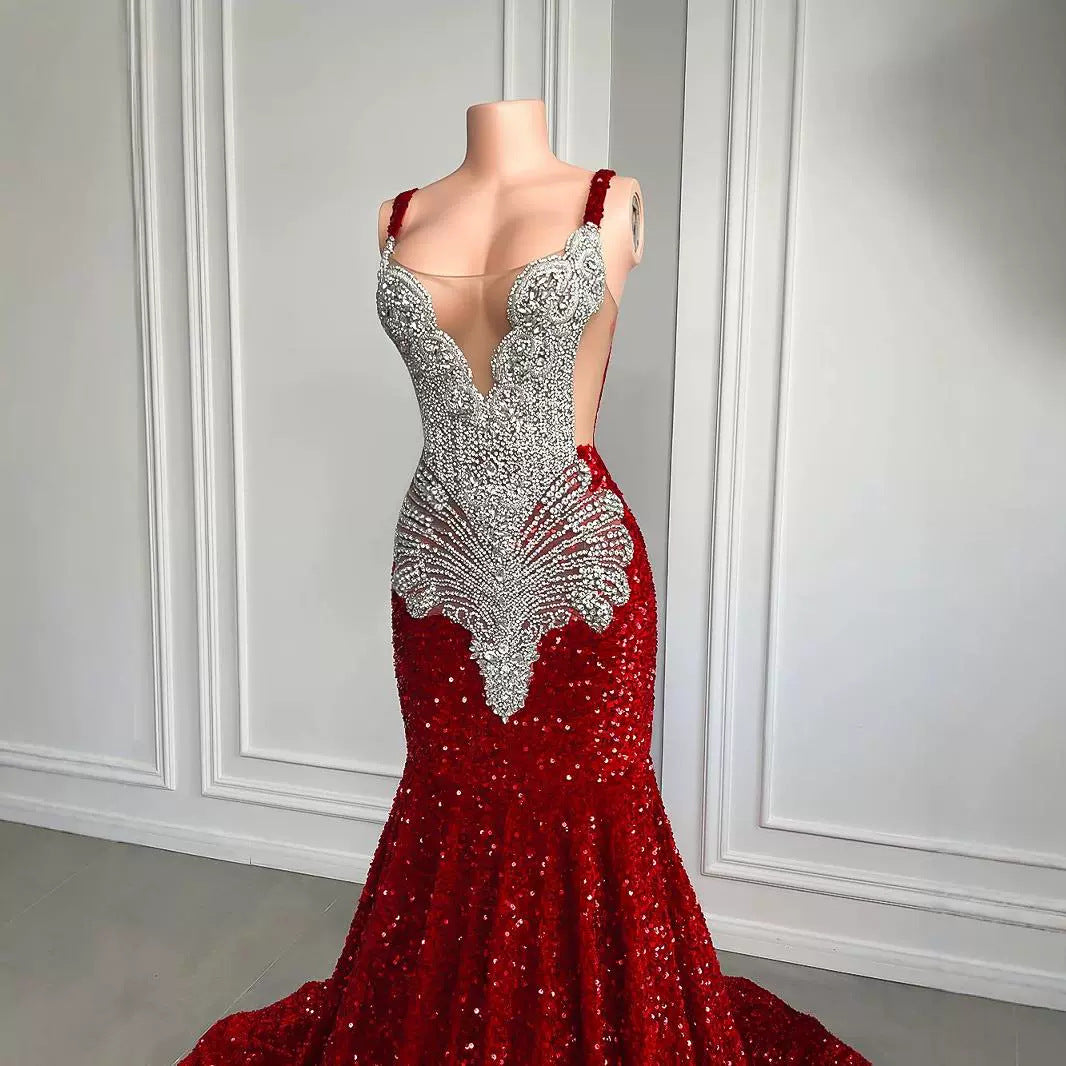 Luxury Sequin Embellished Mermaid Evening Dress