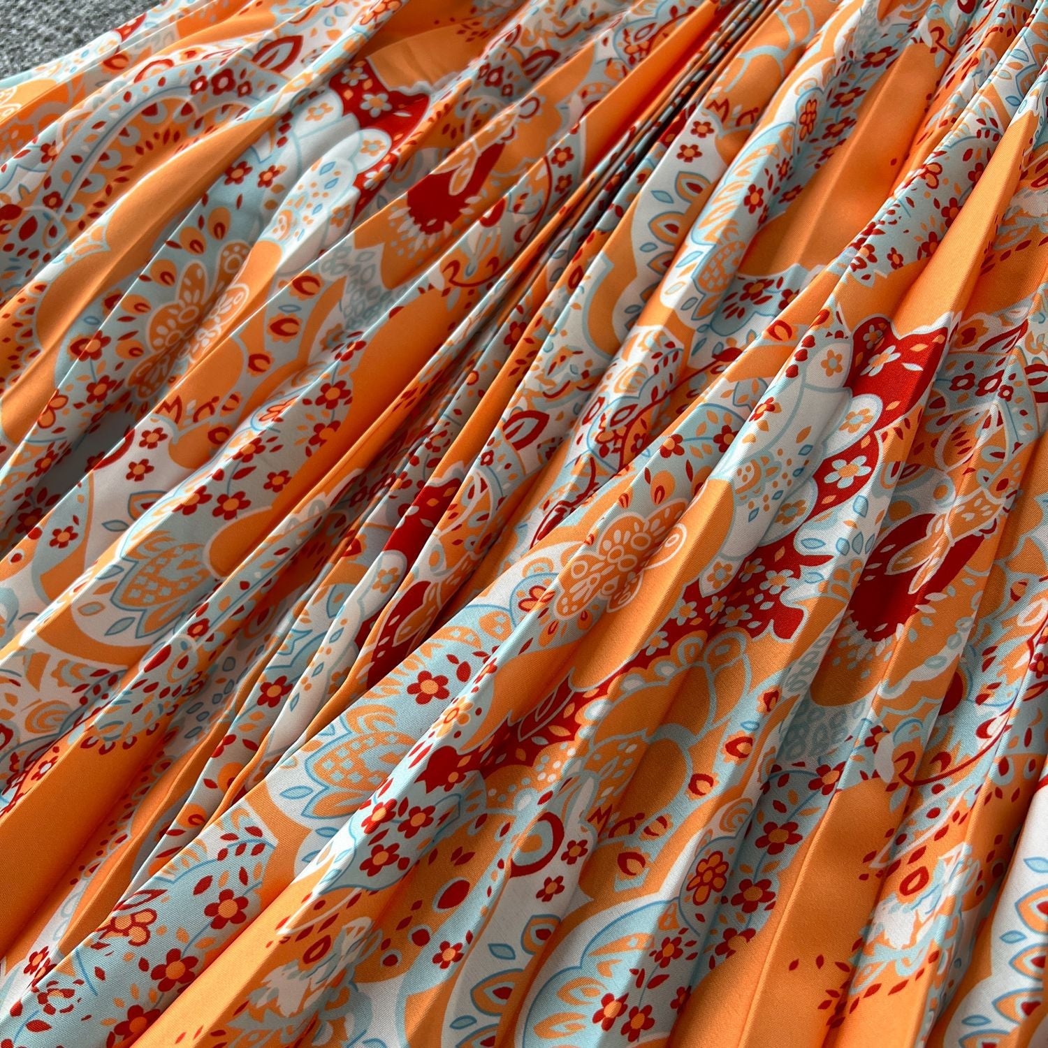 Women’s Summer Sleeveless Hollow-Out Halter Neck High Waist Flowy Printed Maxi Dress