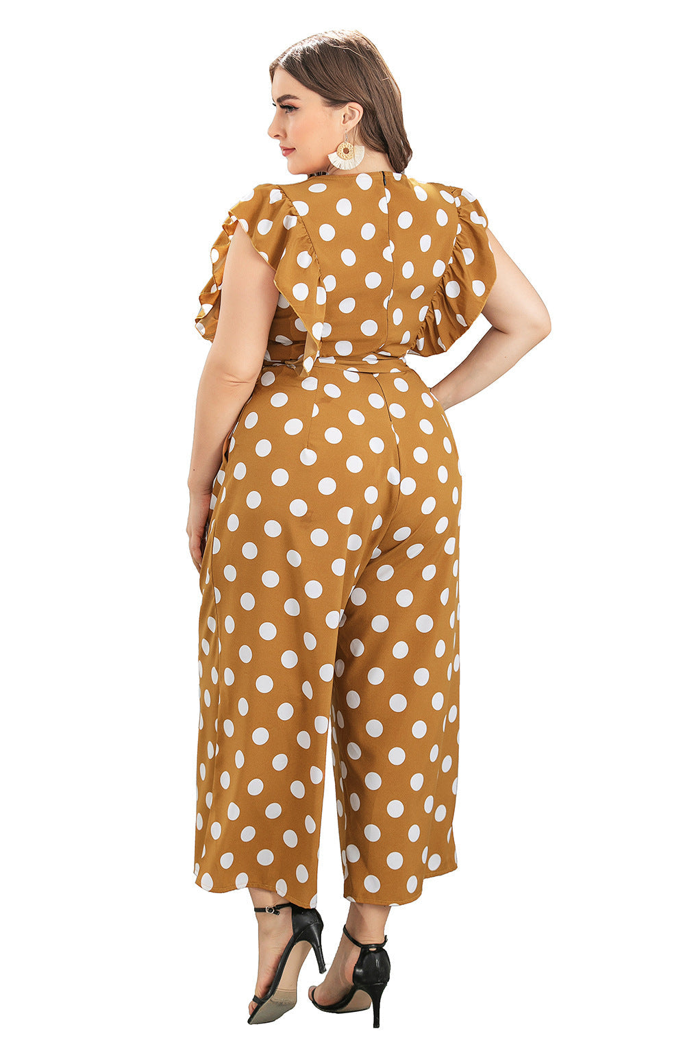 Summer Ruffed Polk Dot Plus Size Jumpsuits--Free Shipping at meselling99