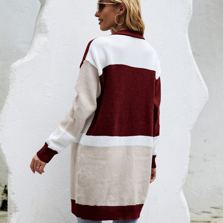 Women's Long Color-Block Cardigan
