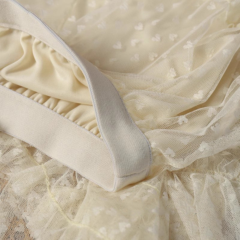 Plus-Size A-Line Tulle Skirt with Jacquard Heart Design