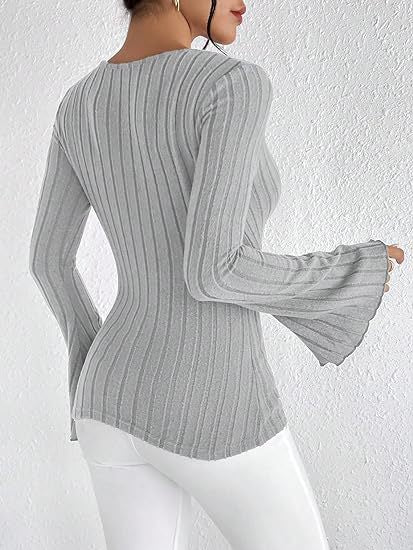Fashion V Neck Knitted Long Sleeves T Shirts