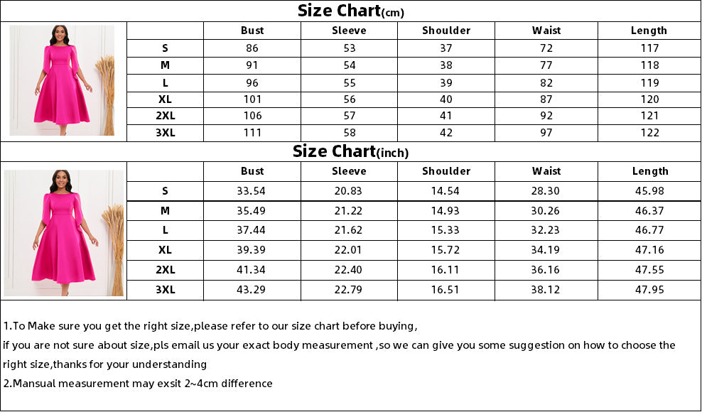 Autumn Fashion Elegant Round Neck Bell Sleeve Evening Party Dress