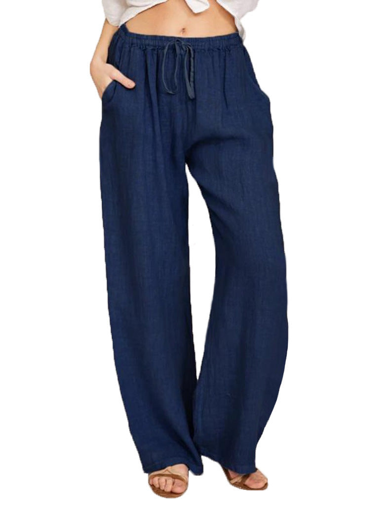 Casual Cotton Linen Plus Sizes Wide Legs Pants