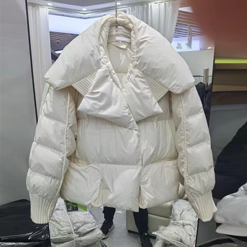 Women's Luxury Knit-Panel Down Jacket