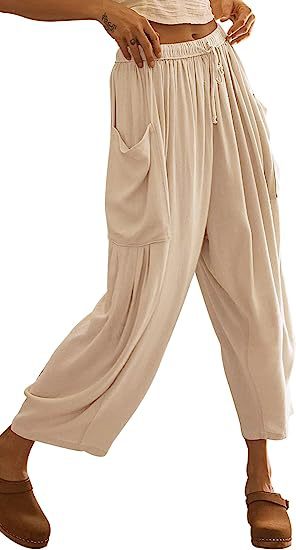 High-Waisted Wide-Leg Pants with Elastic Waist